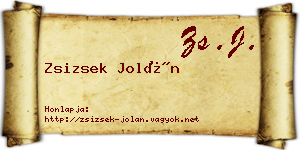 Zsizsek Jolán névjegykártya